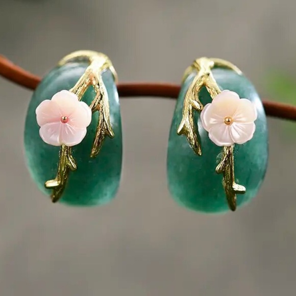 Artisan Handmade 925 Silver Natural Aventurine Quartz Earrings - Picture 4 of 14